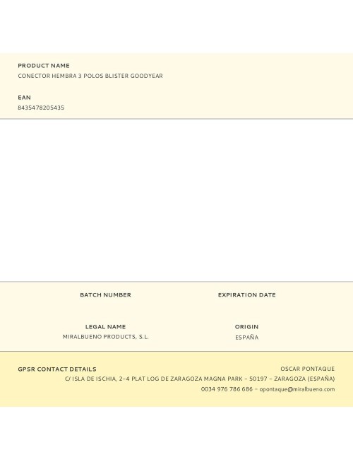 Conector hembra 3 polos blister goodyear