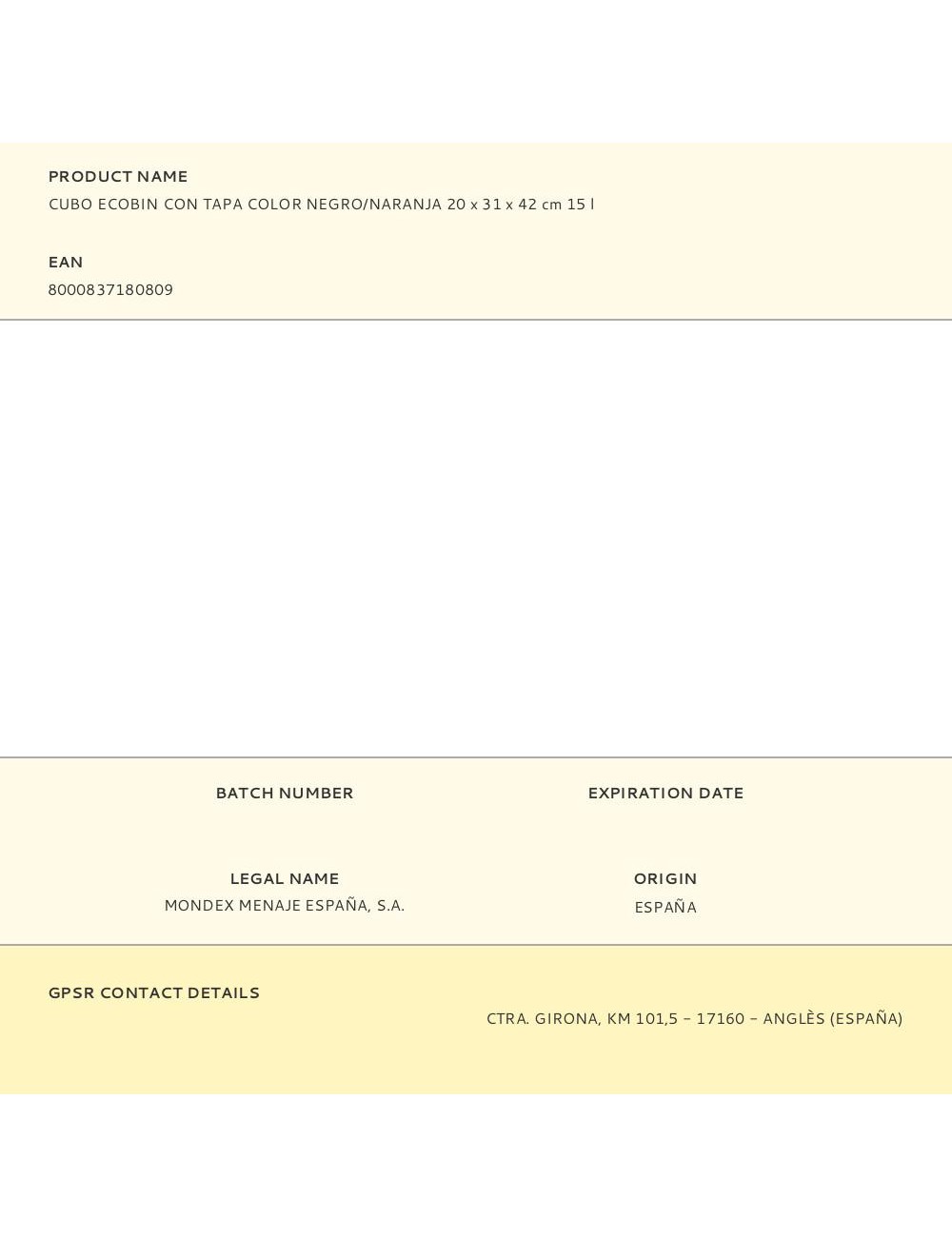 Cubo ecobin con tapa color negro/naranja 20 x 31 x 42 cm 15 l