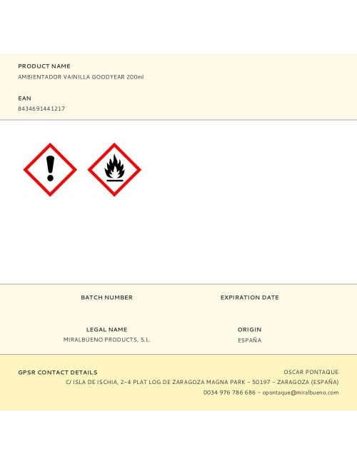 Ambientador vainilla goodyear 200ml