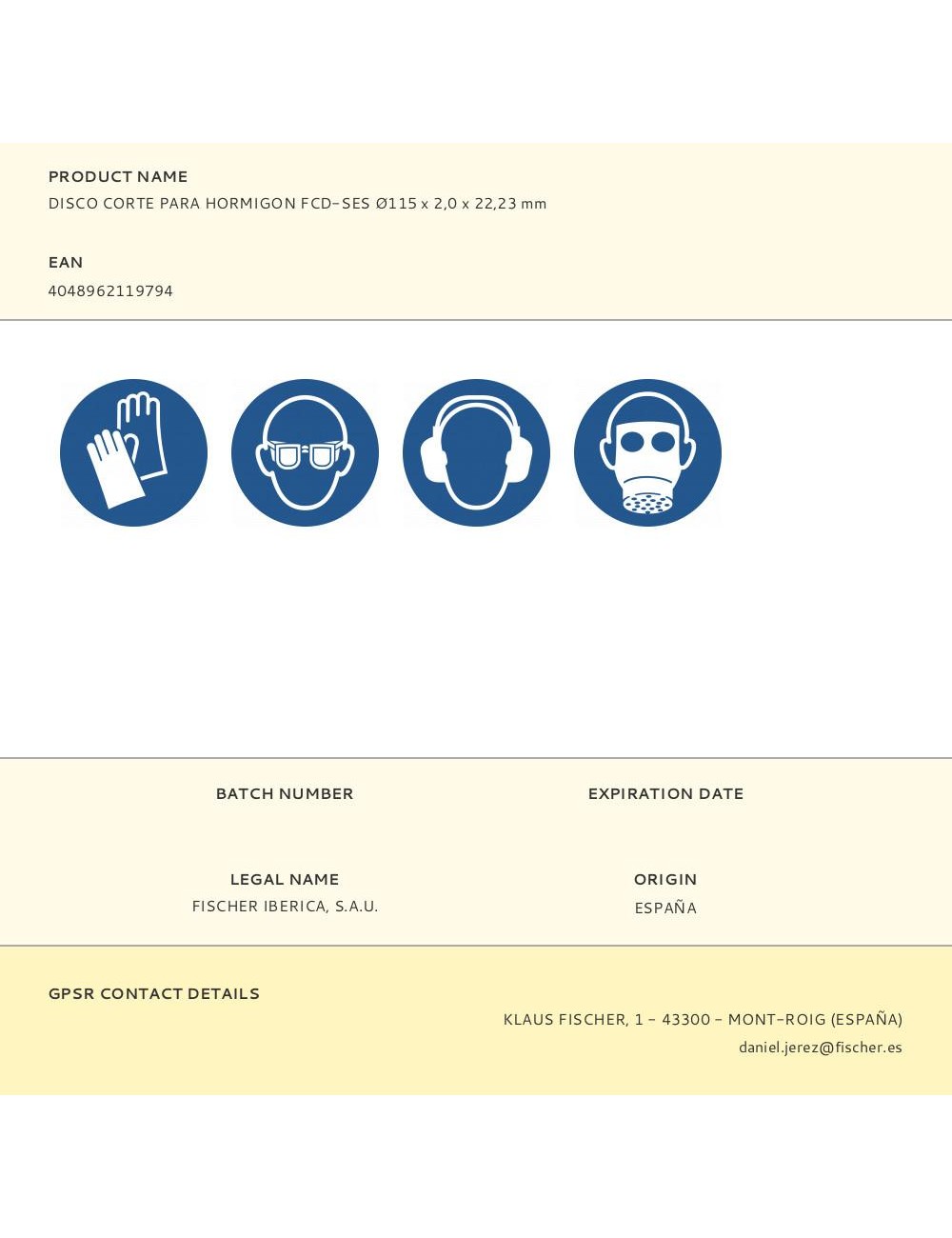 Disco corte para hormigon fcd-ses ø115 x 2,0 x 22,23 mm