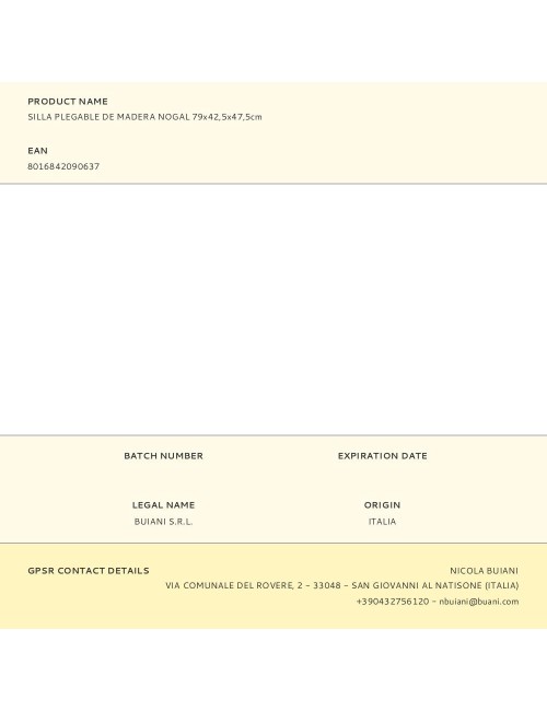 Silla plegable de madera nogal 79x42,5x47,5cm