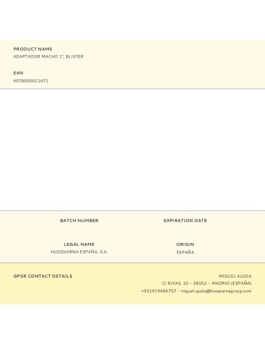 Adaptador macho 1", blister