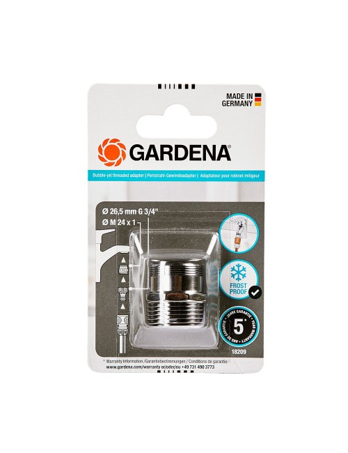 Adaptador rosca para conexion al grifo de cocina. macho ø26,5mm (3/4) a macho m24x1mm. gardena