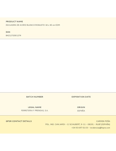 Escuadra de acero blanco robusto 18 x 40 cm edm