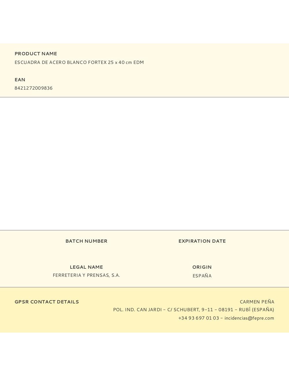 Escuadra de acero blanco fortex 25 x 40 cm edm