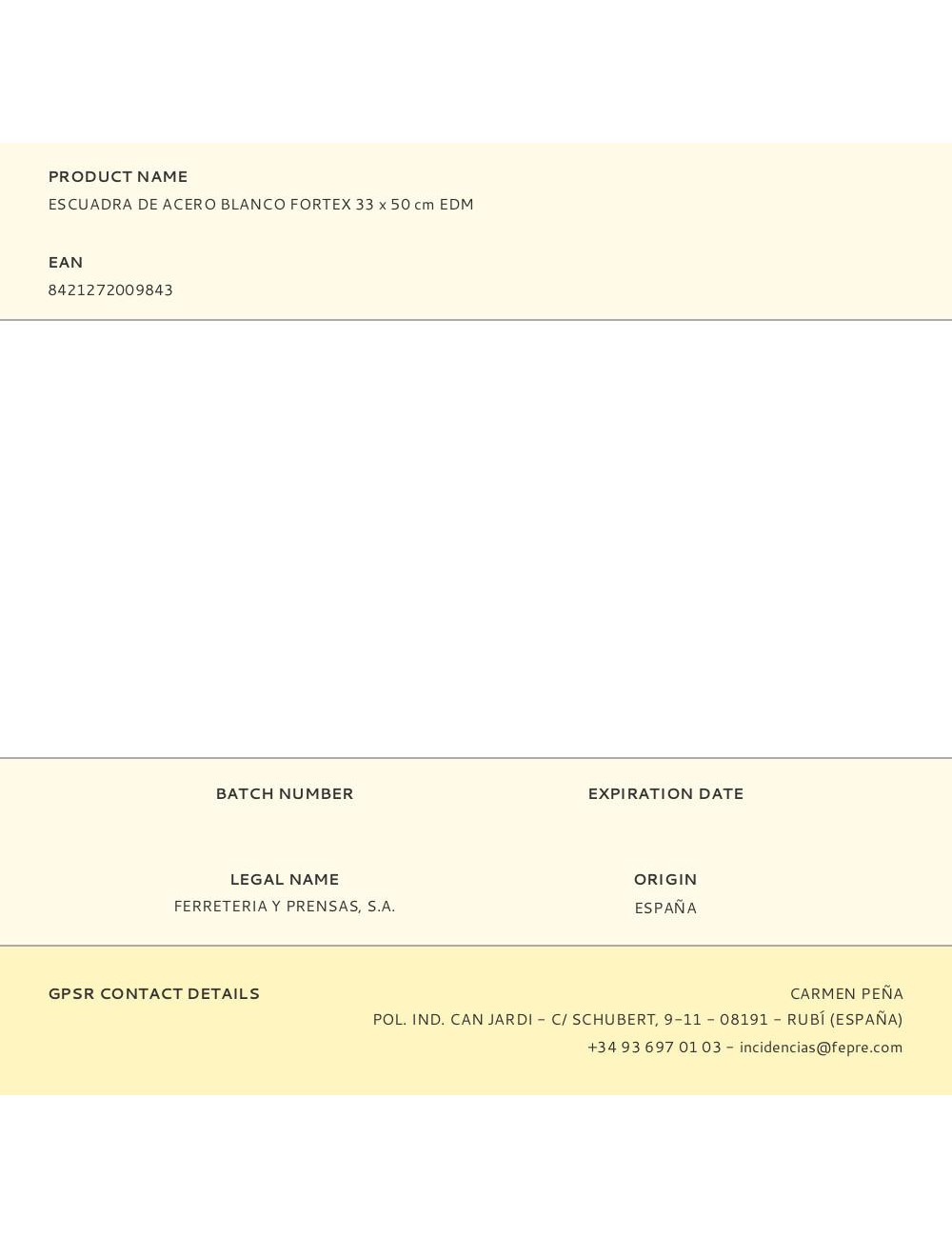 Escuadra de acero blanco fortex 33 x 50 cm edm