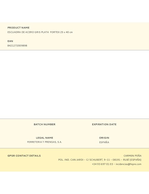 Escuadra de acero gris plata fortex 25 x 40 cm