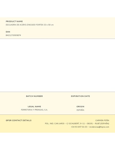 Escuadra de acero zincado fortex 33 x 50 cm