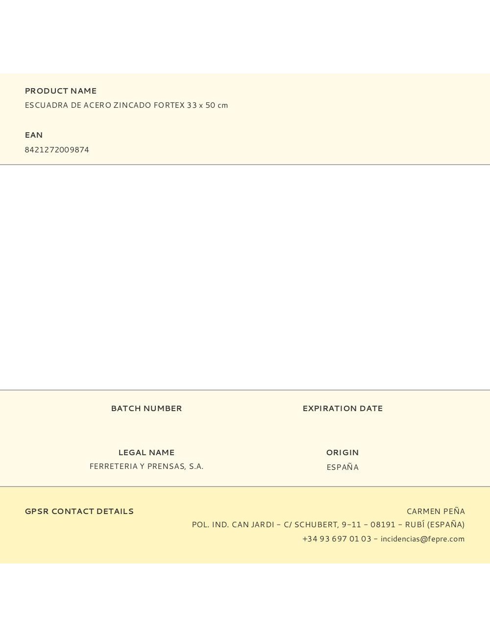 Escuadra de acero zincado fortex 33 x 50 cm