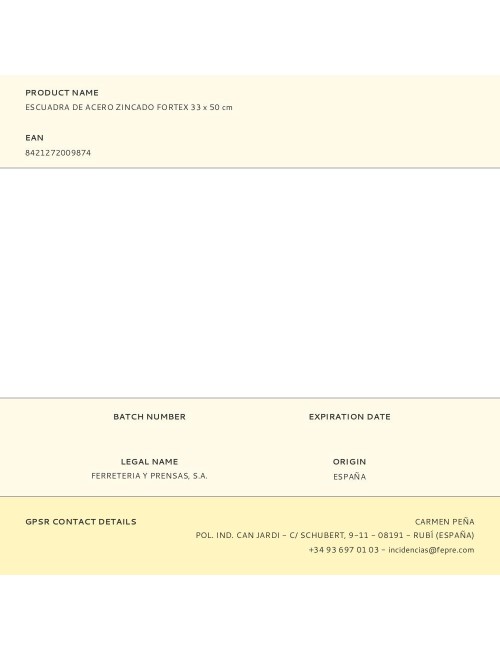 Escuadra de acero zincado fortex 33 x 50 cm