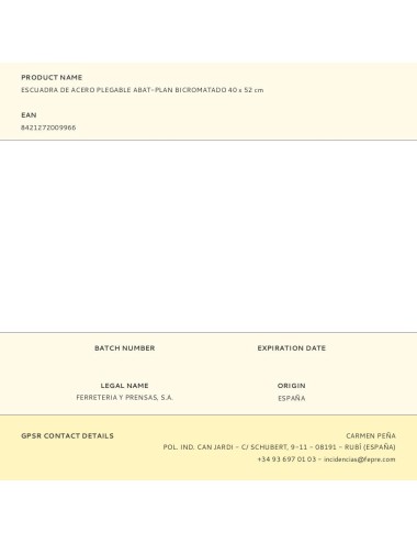 Escuadra de acero plegable abat-plan bicromatado 40 x 52 cm