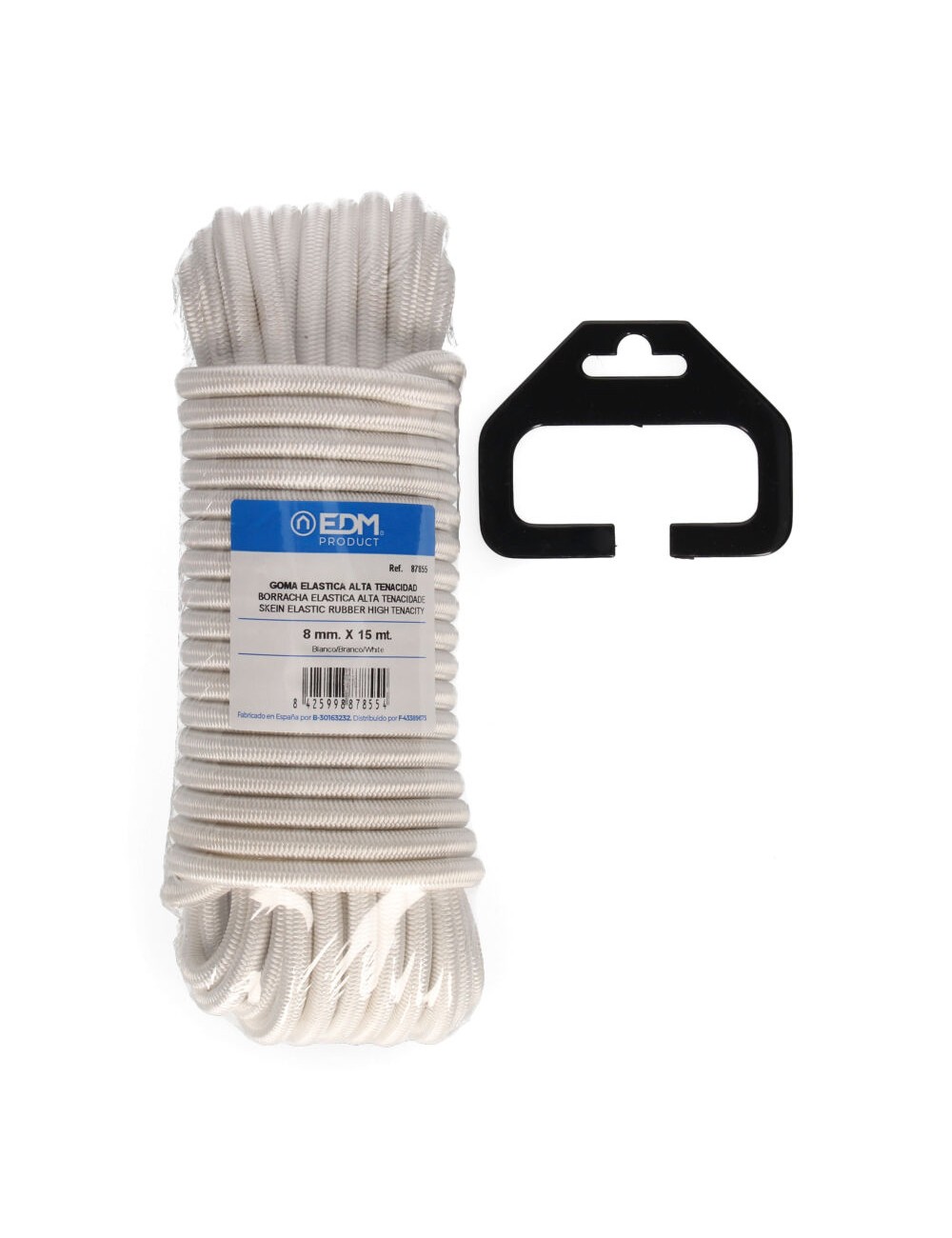 Cuerda de goma elástica blanca calibre 8 mm x 15 m