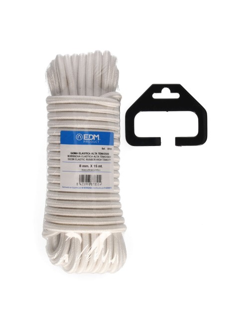 Cuerda de goma elástica blanca calibre 8 mm x 15 m