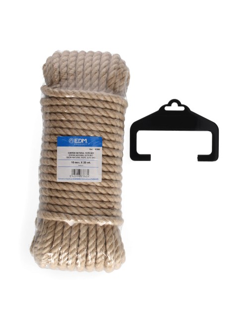 Cuerda yute natural 3 cabos calibre 10 mm x 20 m