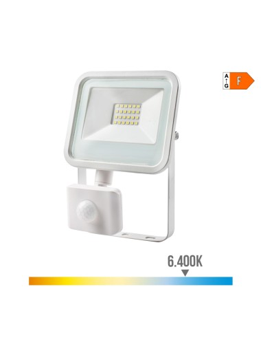 Foco proyector led con sensor de presencia 20 w, 1520 lm, 6400 k, luz fría 12,4 x 4,5 x 15,8 cm
