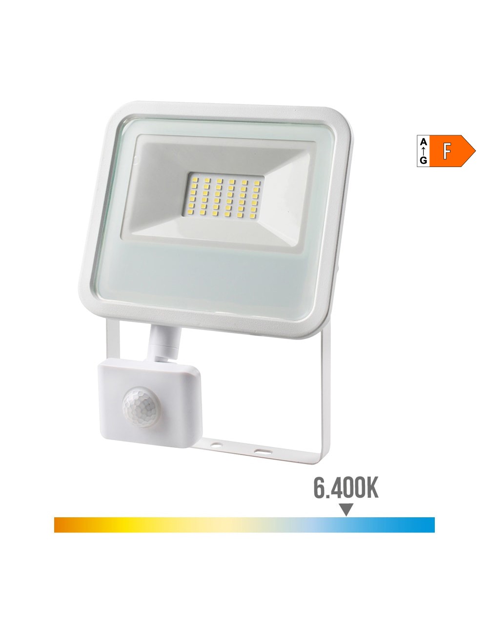 Foco proyector led con sensor de presencia 30 w, 2370 lm, 6400 k, luz fría 15,8 x 20 x 4,5 cm