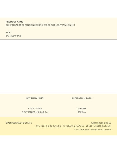 Comprobador de tensión con indicador por led, vca/vcc nimo
