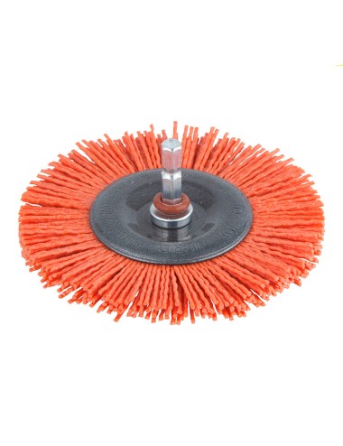 Cepillo de disco de nylon, vástago hexagonal 1/4" ø100 x 10 mm