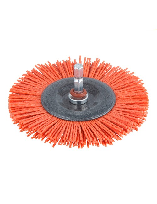 Cepillo de disco de nylon, vástago hexagonal 1/4" ø100 x 10 mm