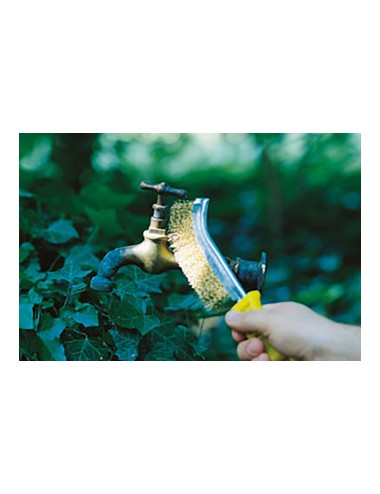 Cepillo metálico de mano, latón, con mango de plástico, 265 mm