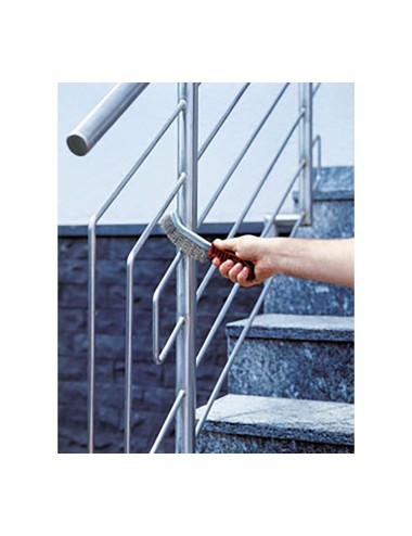 Cepillo metálico de mano, acero fino, con mango de plástico, 265 mm