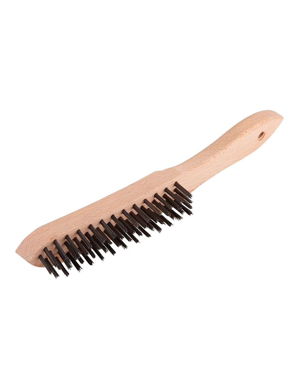 Cepillo metálico de mano, acero, 4 filas, con mango de madera, 280 mm