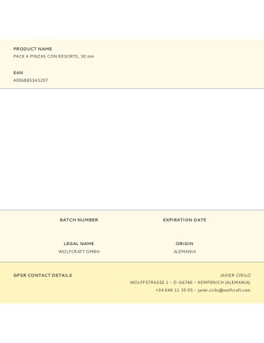 Pinza de resorte, 30 mm, pack 4 uds