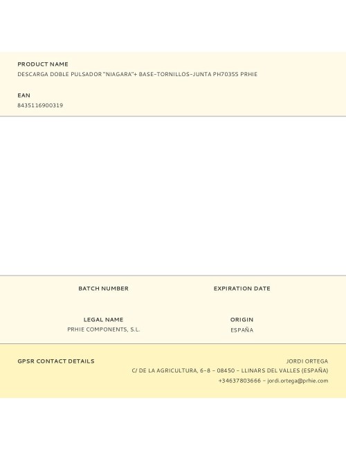 Descarga doble pulsador "niagara"+ base-tornillos-junta ph70355 prhie