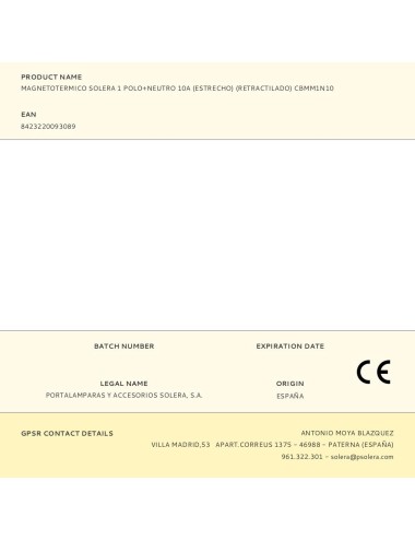 Magnetotermico solera 1 polo+neutro 10a (estrecho) (retractilado) cbmm1n10