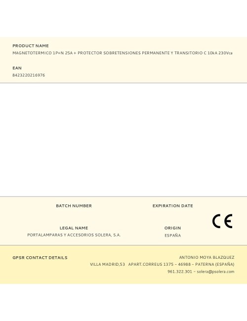 Magnetotermico 1p+n 25a + protector sobretensiones permanente y transitorio c 10ka 230vca