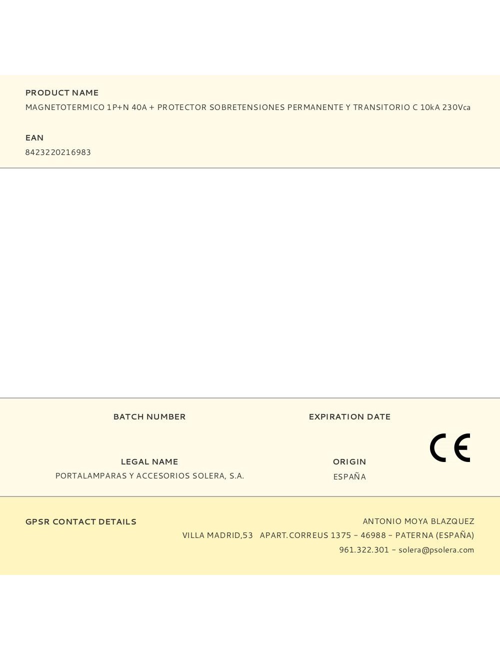 Magnetotermico 1p+n 40a + protector sobretensiones permanente y transitorio c 10ka 230vca