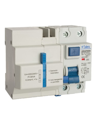 Interruptor diferencial 2p 40a 30ma ac c/reconexion automatica con 3 tiempos (retractilado) solera cbra2p4030a