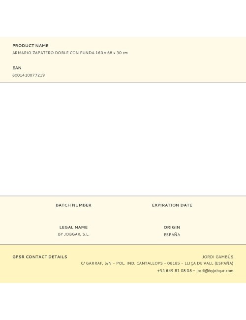 Armario zapatero doble con funda 160 x 68 x 30 cm