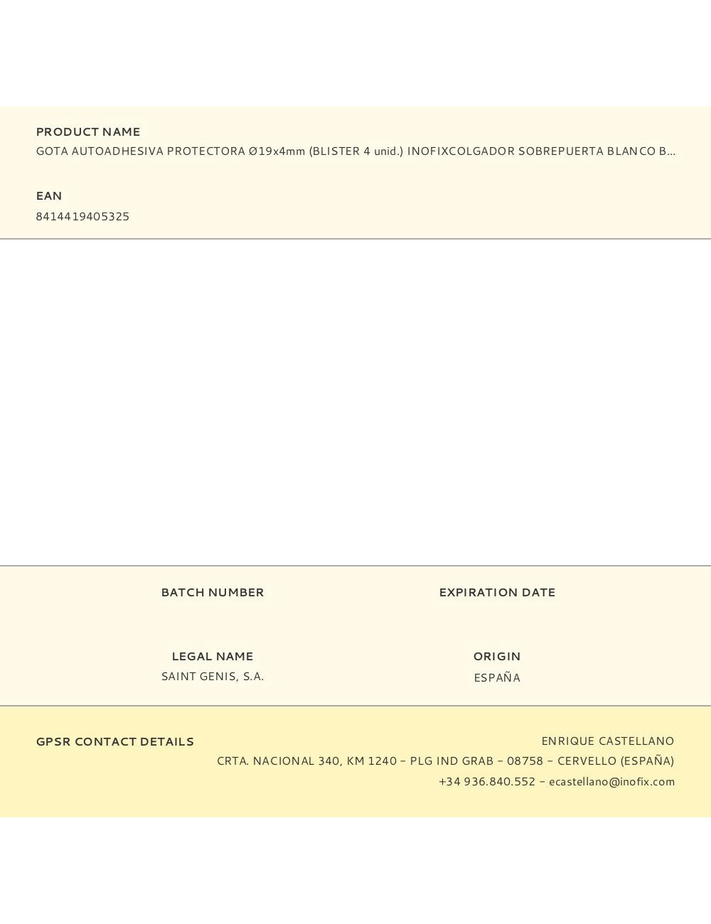 Gota autoadhesiva protectora ø19x4mm (blister 4 unid.) inofixcolgador sobrepuerta blanco blister inofix