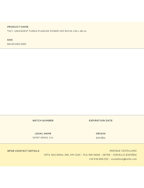 *ult. unidades* funda plancha power vap rayas 130 x 48 cm