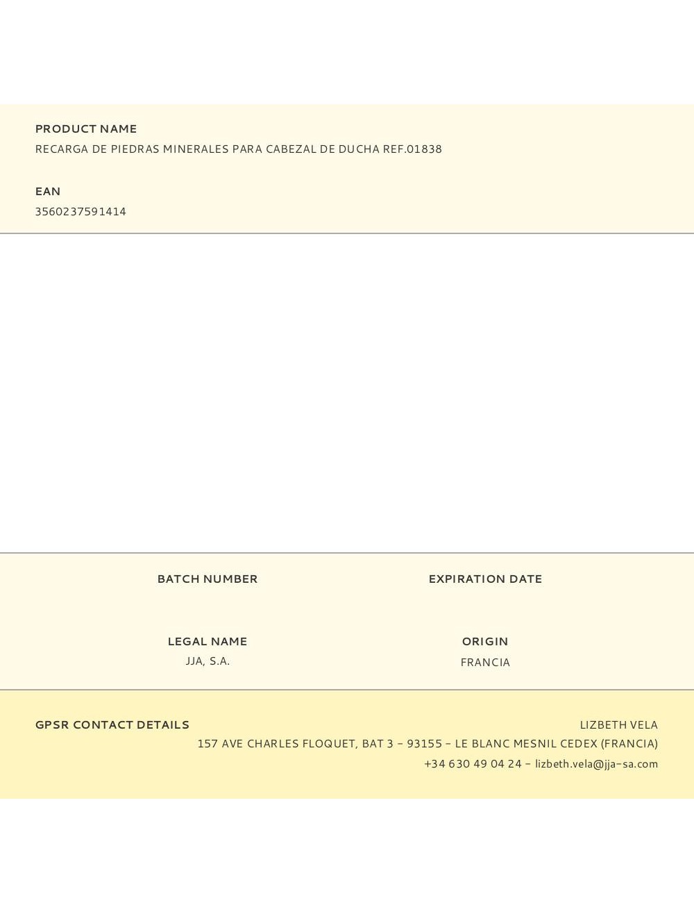 Recarga de piedras minerales para cabezal de ducha ref.01838