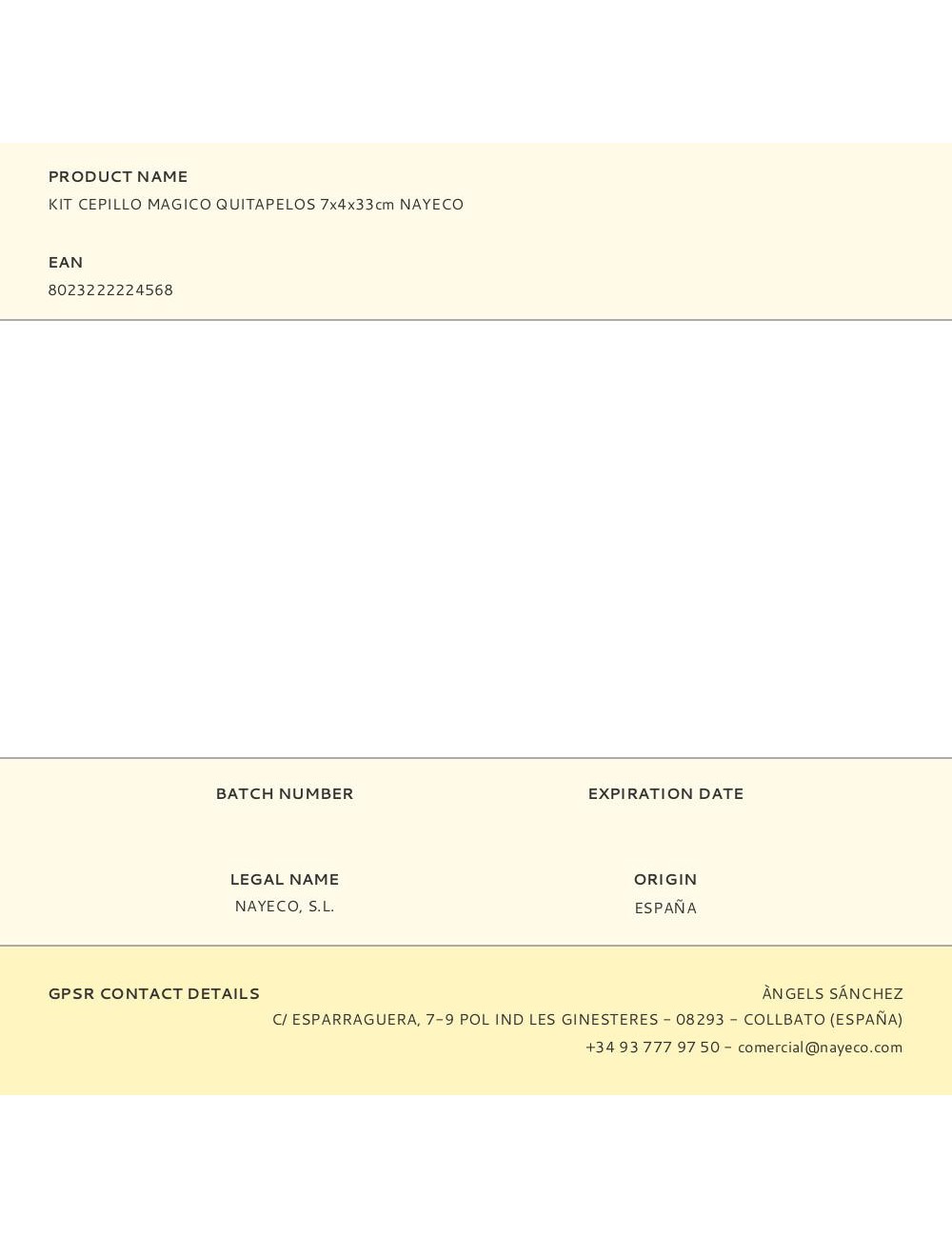 Kit cepillo magico quitapelos 7x4x33cm nayeco