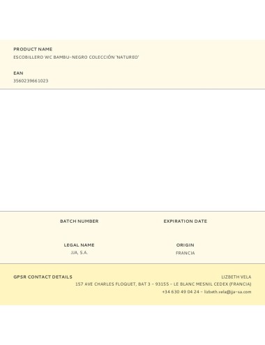 Escobillero wc bambu-negro colección 'natureo'