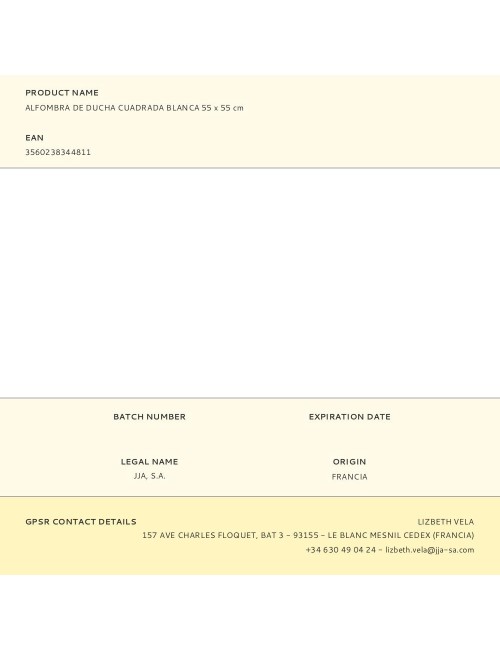 Alfombra de ducha cuadrada blanca 55 x 55 cm