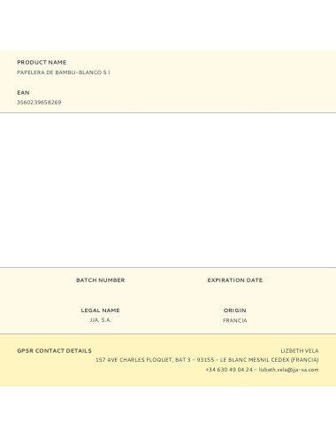 Papelera de bambu-blanco 5 l