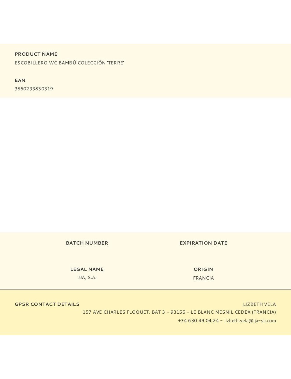 Escobillero wc bambú colección 'terre'