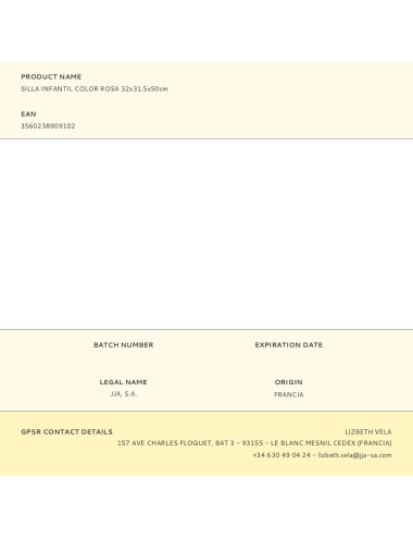 Silla infantil color rosa 32x31.5x50cm