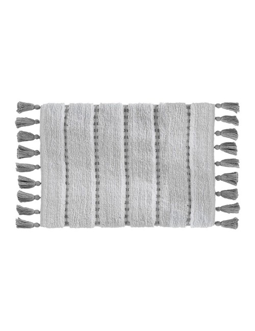 Alfombra de baño 'pom pom' gris 50 x 75 cm