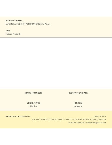 Alfombra de baño 'pom pom' gris 50 x 75 cm