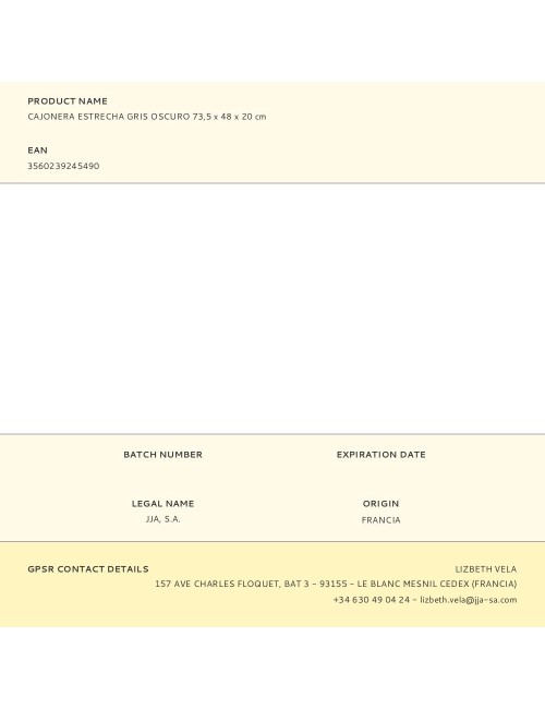 Cajonera estrecha gris oscuro 73,5 x 48 x 20 cm