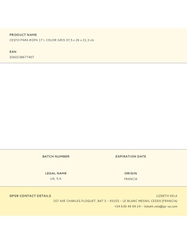 Cesto para ropa 17 l, color gris 37,5 x 26 x 21,3 cm