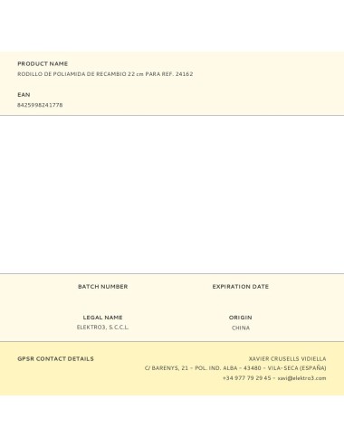 Rodillo de poliamida de recambio 22 cm para ref. 24162