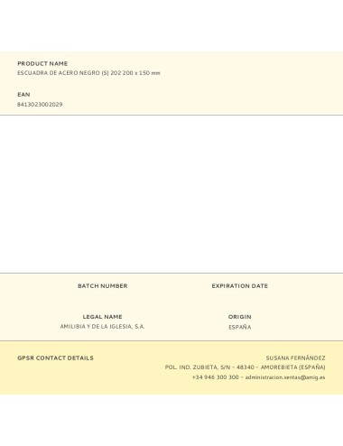 Escuadra de acero negro (s) 202 200 x 150 mm