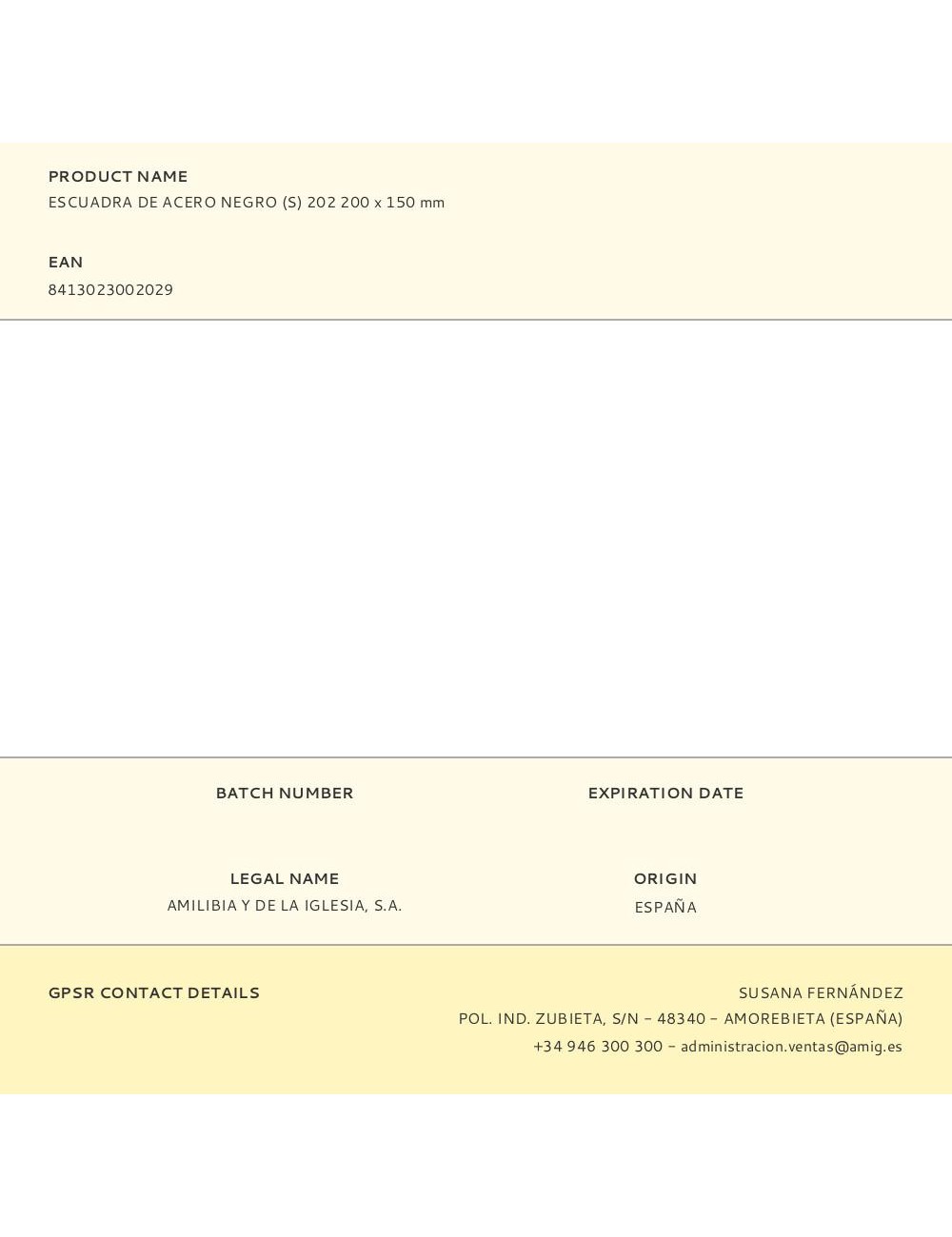 Escuadra de acero negro (s) 202 200 x 150 mm