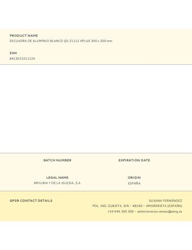 Escuadra de aluminio blanco (d) 21112 4plus 300 x 200 mm